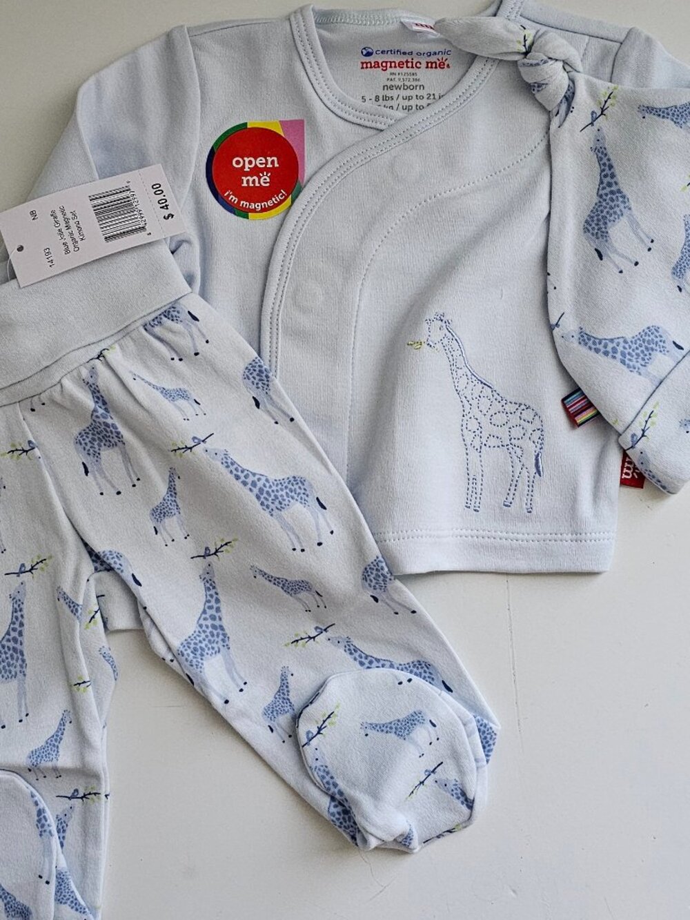 Jolie Giraffe Organic Magnetic Kimono Set Size NB NWT $ 38